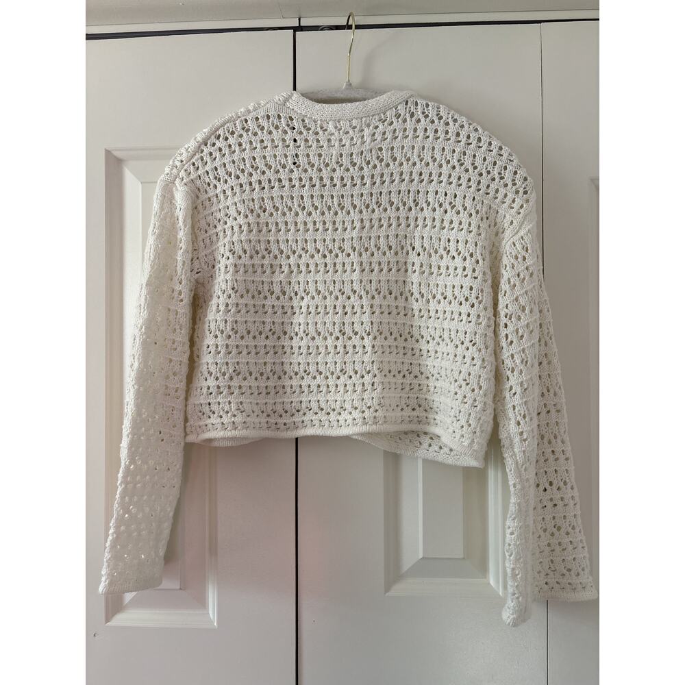 ZARA White Crochet Knit Button Down Shirt 13-14 Years - Picture 5 of 5